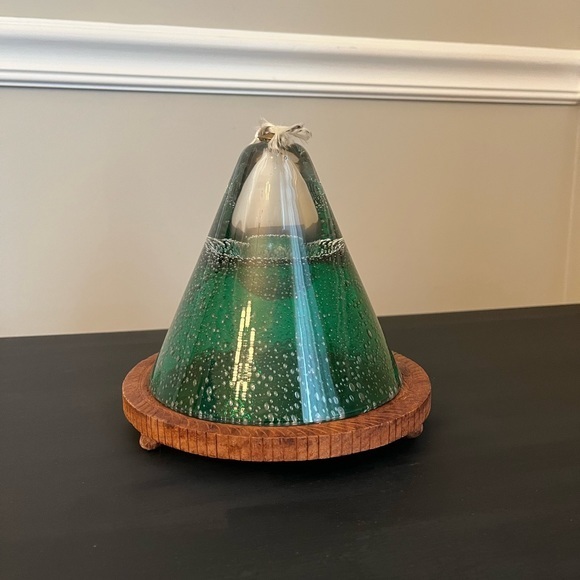 Hand Blown Green Glass Control Bubbles Oil‎ Lamp - Picture 2 of 9